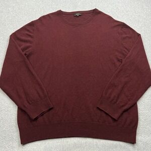 Quince Mongolian Cashmere Sweater Mens XXL Burgundy Crewneck Fine Knit Pullover